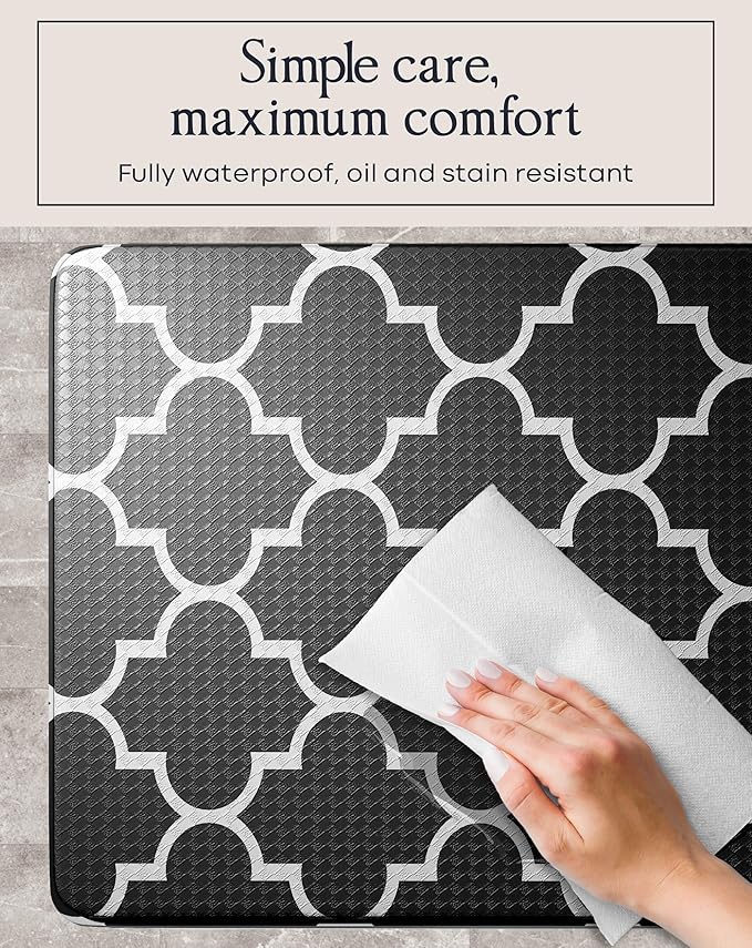 Anti-Fatigue Kitchen Mat Set – 2-Piece Memory Foam Cushioned Mats for Standing – Black Lantern, 18×30 & 18×60, 0.4 in Thick, Waterproof, Non-Slip – Homergy