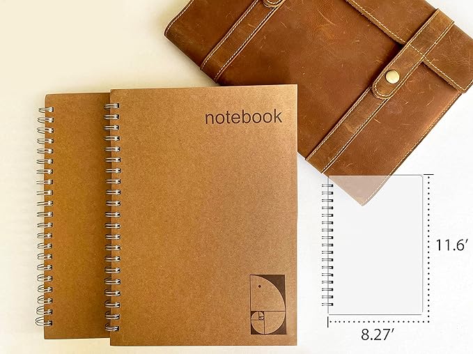 le vent 2-Pack A4 Dot Grid Spiral Notebooks - 8.5 x 11 Dotted Journals with 200 Pages of Premium 100gsm Thick Ink-Proof Paper - Large Bullet Journal for Writing, Sketching, and Work