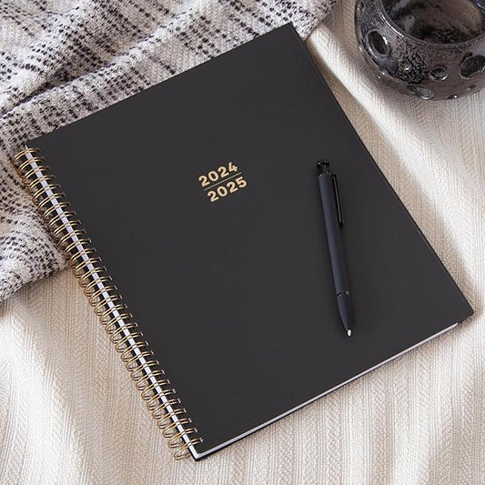 Blue Sky 17 Month 2024-2025 Academic Year Weekly and Monthly Planner From August 2024 - December 2025, 8.5" x 11", Flexible Cover, Wirebound, Black (150658)