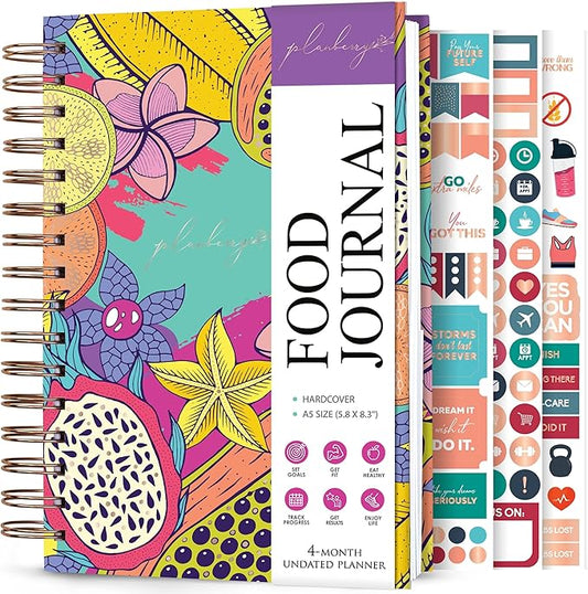 PLANBERRY Food Journal Premium – Nutrition Planner – Diet & Calorie Tracker – Meal & Exercise Diary – Weight Loss Journal (Exotic Cocktail)