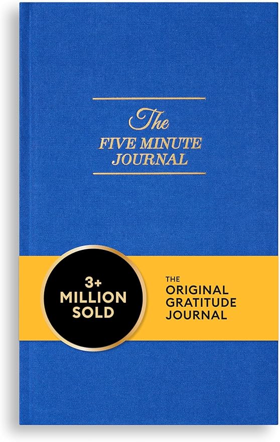Intelligent Change The Five Minute Journal, Original Daily Gratitude 2025, Reflection & Manifestation for Mindfulness, Undated Daily with Gold Foiling, Plastic-Free, Blue