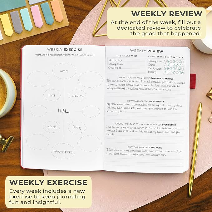 Clever Fox Gratitude Journal – Happiness, Positivity & Affirmation Daily Journal – Inspirational Daily Notebook – 3 Months, A5 (Red)