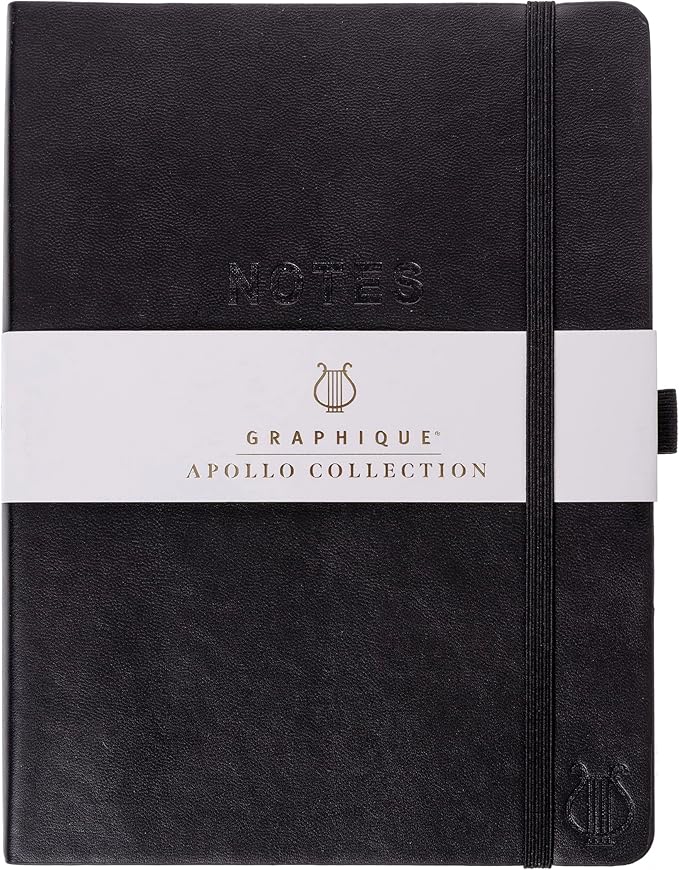 Graphique Apollo Vegan Leather Journal | Hardcover Notebook | 192 Lined Pages | Inner Pocket, Pen Loop, Elastic Closure | Work, Diary, Notes | 6” x 8”