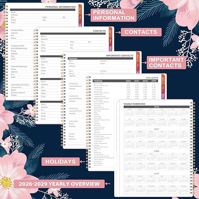 2026-2028 Monthly Planner - Jan 2026 - Dec 2028, 3 Year Months Planner, 2026-2028 Calendar, 9" x 11", Notes Pages, Inner Pocket, 36 Monthly Tabs