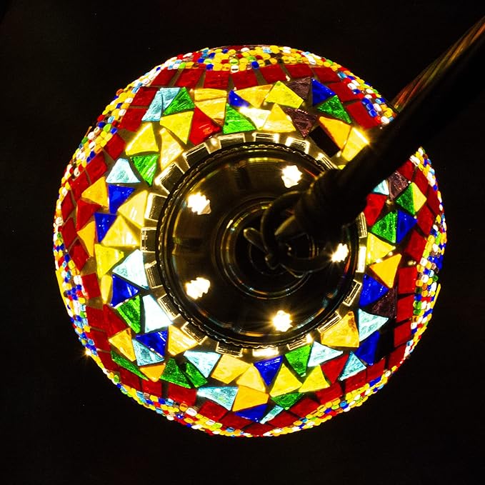 mozaist Turkish Mosaic Gooseneck Bedside Table Lamp, Handmade Boho Colorful Nightstand for Bedroom Corner, Moroccan Vintage Rustic Home Decor Desk Light with E12 Socket & US Plug (Anatolian Rug)