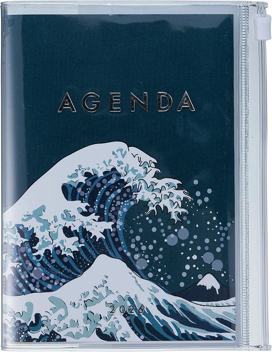MARK'STYLE A6 Weekly Vertical Planner 16 Months (Sep. 2025 – Dec. 2026) with Soft Transparent PVC Cover,Refillable, Pocketed, for Daily Organizing & Planning (Wave Navy)