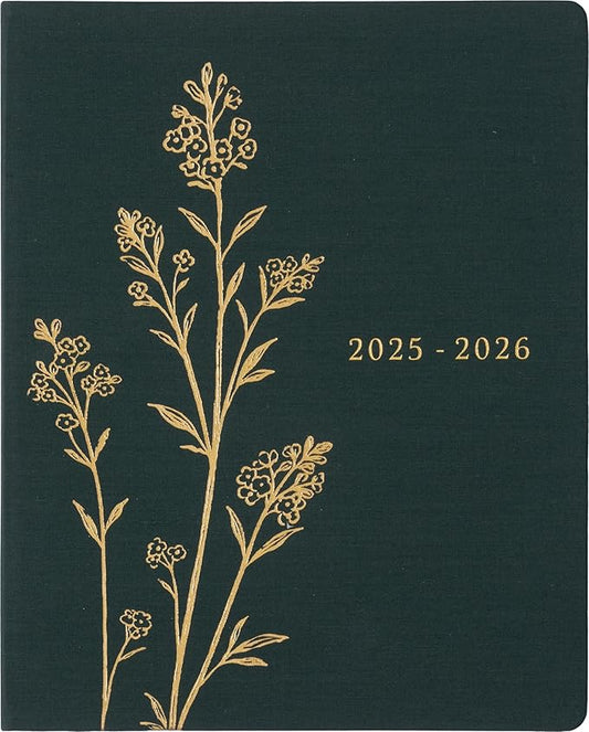 Eccolo 2025-2026 Large Agenda Planner, 18 Month, Yearly, Monthly & Weekly Pages, Habit & Gratitude Tracker (Linen Flexi-Cover- 8 x 10")