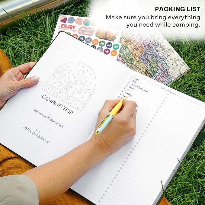 Legend Camping Journal – Hardcover Camper & RV Trip Planner – Notebook to Plan Travel & Camp Adventures with Packing Checklist, Meal Plan & Camping Bucket List – 30 Trips, 7" x 10" (Dark Green)