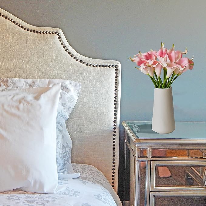 Mandy's PU Light Pink Calla Lily Artificial Flowers 20 Stems 13.5in Faux Realistic Centerpiece DIY Bridal Bouquet Home Décor