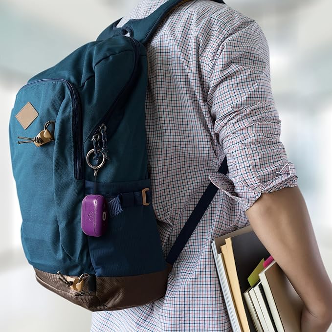 Dreem Om Case Cover with Keychain Clip Compatible with AirPods Pro 2/Pro, Protective One-Piece Hard Shell, Luxury Vegan Leather AirPod Pro Case 2nd/1st Generation with Separate Clip [Purple]