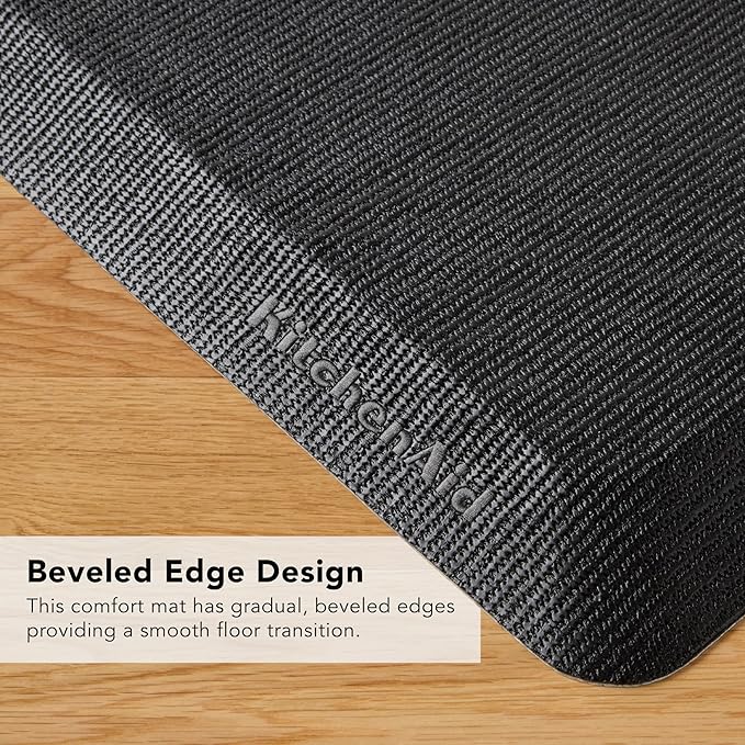 KITCHENAID Gourmet Series Kitchen Comfort Gel Mat, Woven Texture, Matte Black, 20"x39"