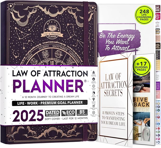 2026 Planner Weekly and Monthly | Law of Attraction Planner with Panduo App | A 12 Month Journey for Productivity, Gratitude & Goal Setting | Includes Foldable Vision Board, Gift Box & Stickers