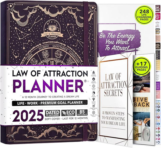 2026 Planner Weekly and Monthly | Law of Attraction Planner with Panduo App | A 12 Month Journey for Productivity, Gratitude & Goal Setting | Includes Foldable Vision Board, Gift Box & Stickers