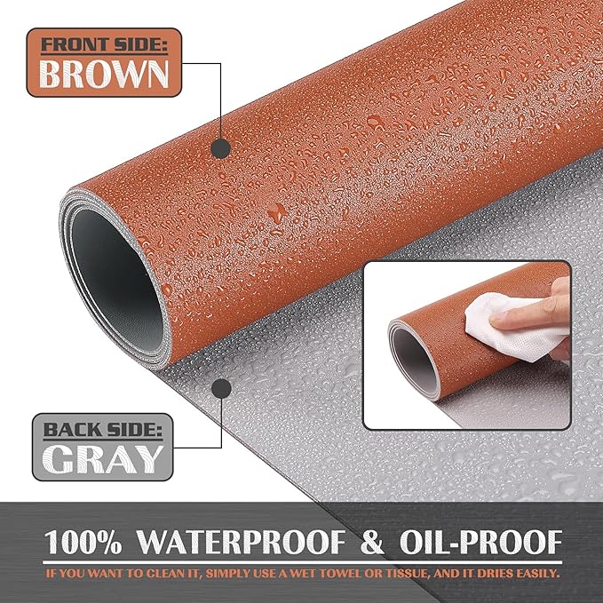 K KNODEL Large Office Leather Desk Mat, Mouse and Keyboard Pad, Computer and Laptop Mat, Desktop Protector and Cover, Writing Pad and Blotter (35.4"x17", Brown)