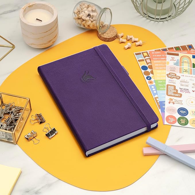 Clever Fox Positivity Journal – Daily Gratitude & Affirmation Journal with Prompts – Motivational Mental Health Journal for Women & Men with Habit Tracker – Lasts 6 Months, A5 Size (Purple)