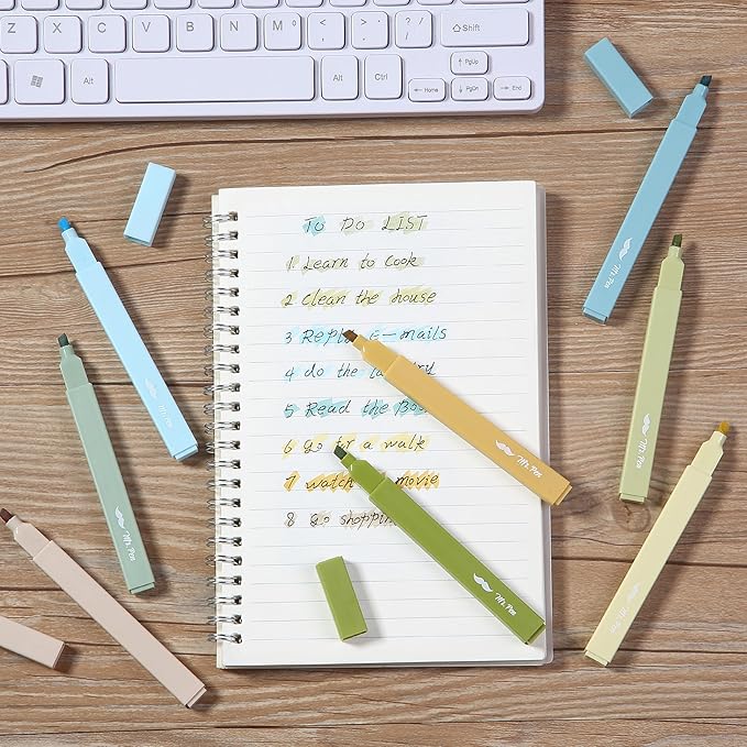 Mr. Pen- Aesthetic Highlighters, 8 Pack, Chisel Tip, Natural Vintage, Cute Highlighters Assorted Colors, Back to School Supplies