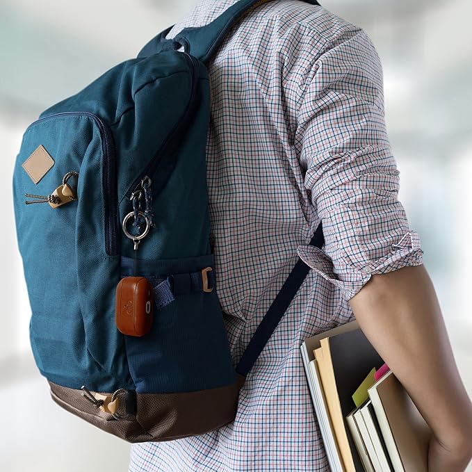 Dreem Om Case Cover with Keychain Clip Compatible with AirPods Pro 2/Pro, Protective One-Piece Hard Shell, Luxury Vegan Leather AirPod Pro Case 2nd/1st Generation with Separate Clip [Caramel]