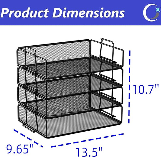 Stackable Letter Tray Paper Holder Desk Organizer for Home Office School, Black (4 Tier)