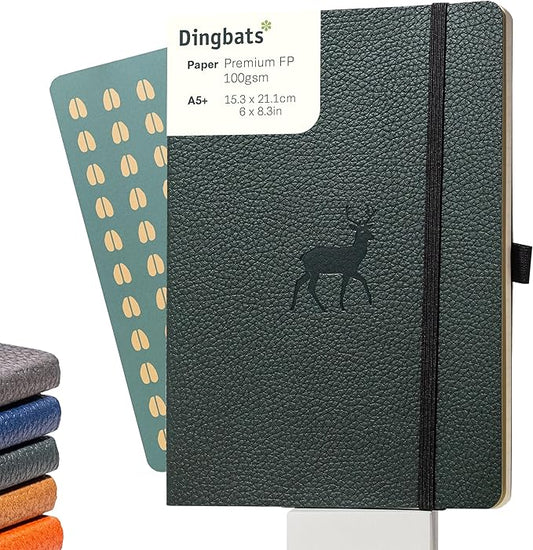Dingbats* Wildlife Lined Writing Journal Notebook A5 - Vegan Leather Softcover - Ideal for Work, Travel - Pocket, Elastic Closure, & Bookmark