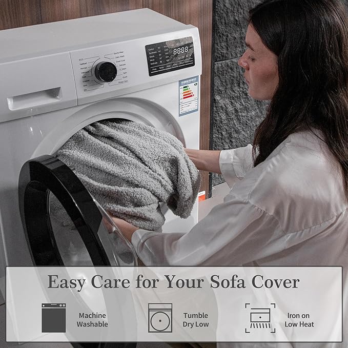 Couch Cushion Covers for Sectional Sofa, Stretch Soft Sofa Slipcovers Washable Wear-Resistant Universal Furniture Protector for Living Room(3 Seaters Covers, Light Gray)