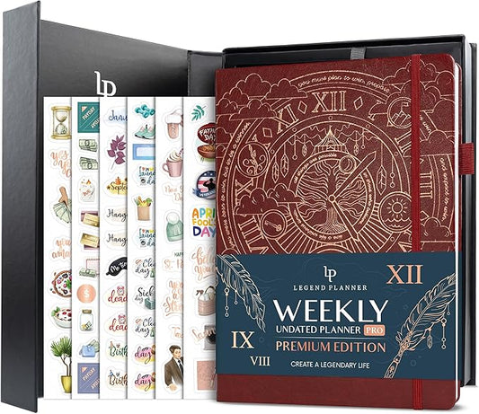 Legend Planner PRO Premium – Large Undated Weekly, Monthly & Budget Planner with Habit Tracker – Life Organizer for Time & Task Management, Goal Setting & Productivity – A4 size (Wine Red)
