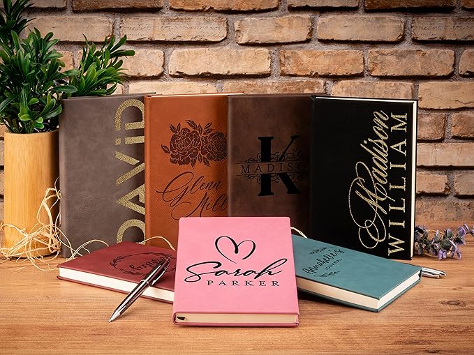 GIFTBYGIFTY Personalized Leather Journal Notebooks for Women | 12 Design, 9 Color - Burgundy | Custom Notebook for Women - Diary for Girls
