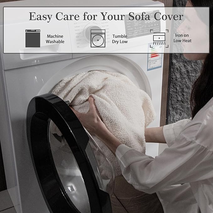 Couch Cushion Covers for Sectional Sofa, Stretch Soft Sofa Slipcovers Washable Wear-Resistant Universal Furniture Protector for Living Room(1 Piece Large Cover, Ivory)