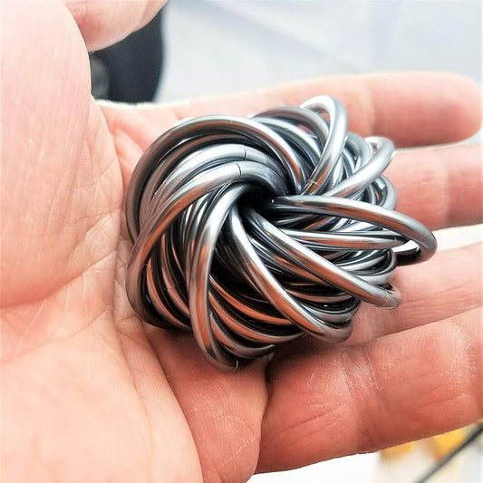 Möbii Fidget Ball (Solid Color): Quiet Mobius ADHD Anxiety Stim Stress Relief Toy Tool for Home Travel Office or Desk (XL(Daydream), Full, Mercury Silver)