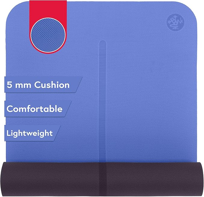 Manduka Begin Yoga Mat 68" - 5mm Cushioning | Comfortable, Lightweight & Reversible with Alignment Stripe | Budget-Friendly | 68 x 24 inches