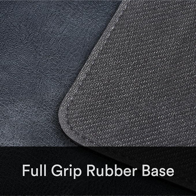 Premium Distressed Faux Vegan Leather Desk Mat | Multifunctional Desk Pad for Home Office | (Black/Grey, 12" x 36")