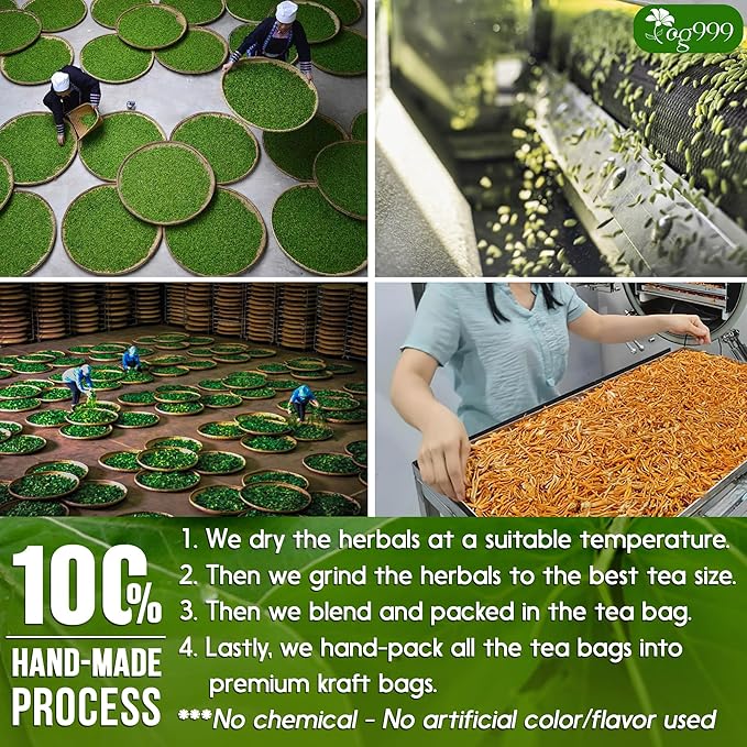 TOG999 60 Tea Bags Relieves Constipation Natural Tea, Blend of Senna Leaves - Peppermint - Licorice - Fennel, 100% Natural Ingrendients, Hand-made Herbal Tea, No Sugar, No Caffeine, No Gluten, Vegan.