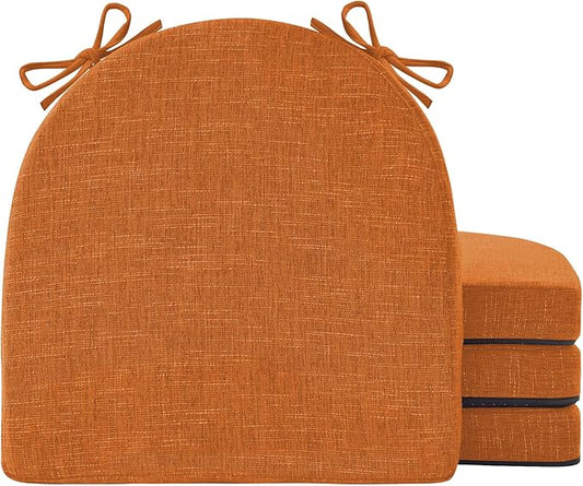 Chair Cushions for Dining Chairs with Ties and Removable Cover, Dining Kitchen Chair Pads with Non-Slip Bottom, High-Resilience Indoor Seat Cushions, 16'' x 16'' x 2'', Set of 4, Rust