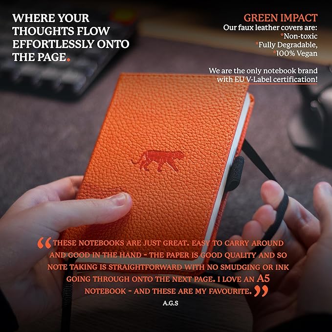 Dingbats* Wildlife A6 Plain Pocket Notebook - PU Leather Hardcover - Small Writing Journal for Work, Travel - Pocket, Elastic Closure, Bookmark