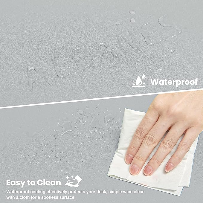 ALOANES Waterproof Mouse Pad with Durable Stitched Edge, XXXL Gaming Keyboard Pad, Non-Slip Rubber Base Mouse Mat, Extended Desk pad for Gamer, Office & Home, Gray Mousepad 35.4''x 15.7''x 0.12''