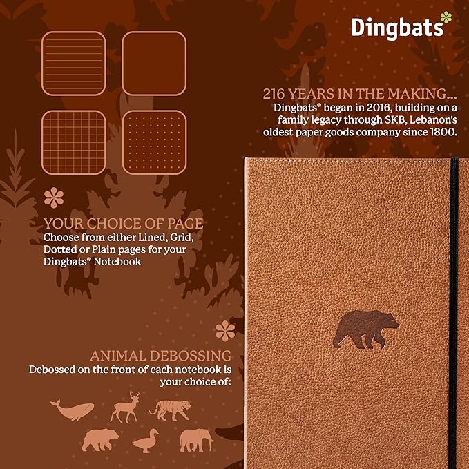 Dingbats* - Wildlife A4 Blank Notebook - Extra Large Hardcover PU Leather Journal - for Work, Travel - Pocket, Elastic Closure, Pen Holder, Bookmark