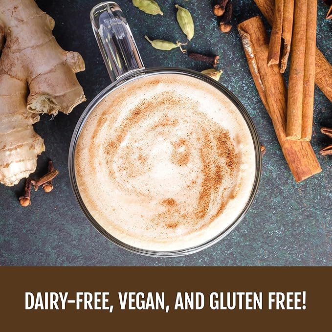 Two Leaves and a Bud Nice Chai Latte Mix, Powdered Chai Latte Tea Mix, Vegan, Dairy Free, Low Sugar, Iced or Hot Lattes | 1 Resealable Bag, 3.95 oz | 8 servings