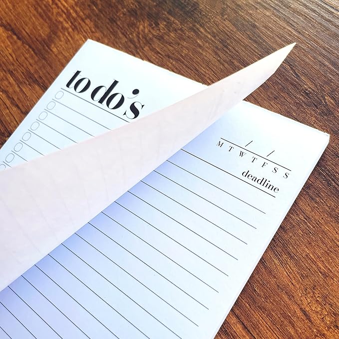 HADIGU To Do List Notepad A5 Size (8.3"x5.8") Premium Thick Paper With Cardboard Back Support, Undated Daily Planner Notepad, Daily To Do List Notebook, Ruled Pages, Checkboxes, Deadline Column.
