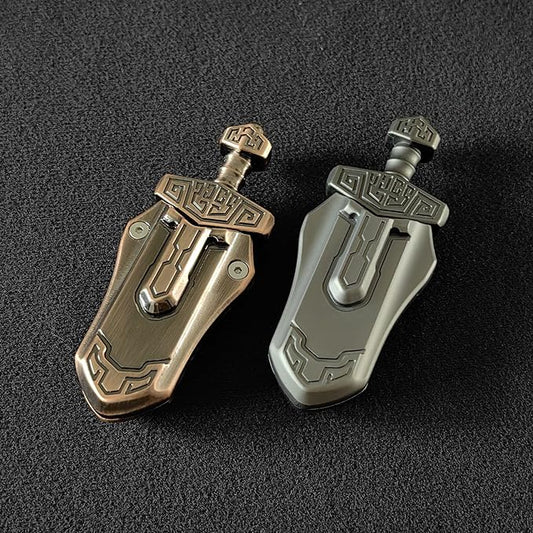 EDC Sword Decompression Toys Fidget Sliders Fidget Toys Stress Relief for Adults Magnetic Metal Toys Anti-Anxiety Office Desk Toys (Grey+Bronze)