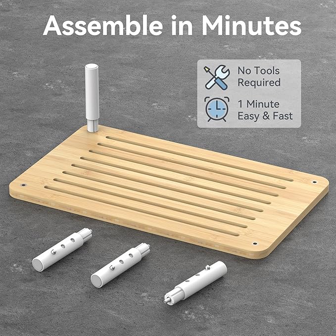 Bamboo Monitor Stand Riser, 4 Adjustable Height, Laptop Stand with Airflow Vents, Desk Organizer for Computer, PC, Printer (Natural)