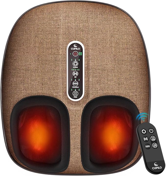 Foot Massager with Heat, FSA Eligible HSA Shiatsu Feet Massager with Remote Control, Multi-Level Compression Knead Foot Massage for Neuropathy & Plantar Fasciitis, Fits Up to 13", Gifts(Brown)