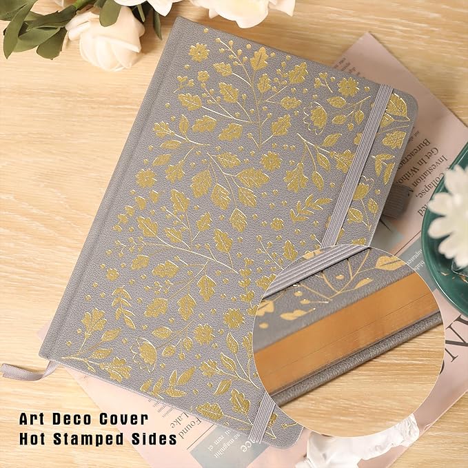 TIEFOSSI Bullet Dot Journal, Vintage Journal Notebook for Women Men, 160 GSM 192 Premium Pages, A5 Hardcover Journaling Notebooks Gift, for Travel Office Daily Writing