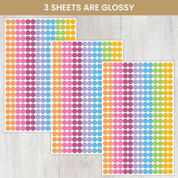 bloom daily planners Color Coding Planner Stickers - 1/4" Dot Labels - Six Sheets, 1000+ Stickers Per Pack!