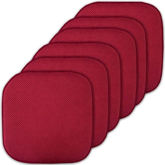 Sweet Home Collection Cushion Memory Foam Chair Pads Honeycomb Nonslip Back Seat Cover 16" x 16" 6 Pack Red
