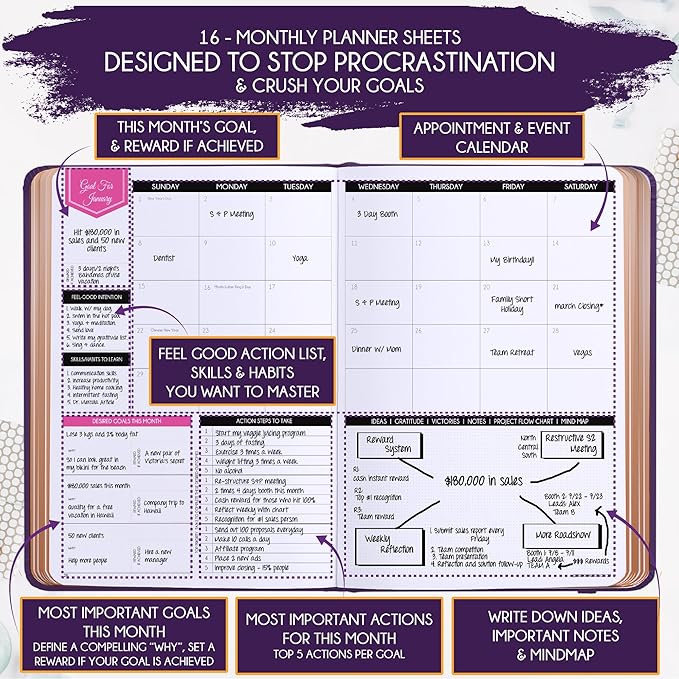 2025-2026 Planner Weekly and Monthly | 16-Month Life Planner to Increase Focus & Productivity | Reduce Overwhelm & Achieve Your Biggest Goals | Include Gift Box & Stickers | Sep 2025-Dec 2026