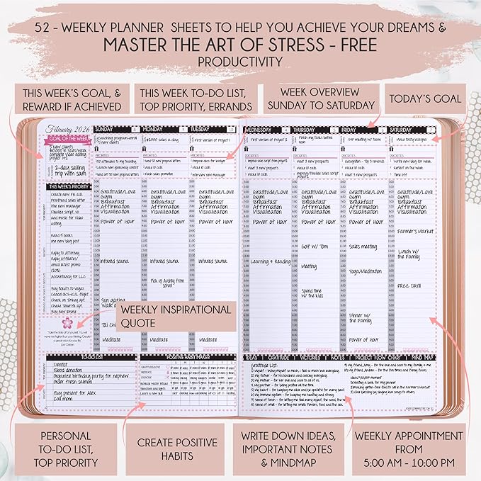 2026 Planner Weekly and Monthly | Law of Attraction Planner with Panduo App | A 12 Month Journey for Productivity, Gratitude & Goal Setting | Includes Foldable Vision Board, Gift Box & Stickers