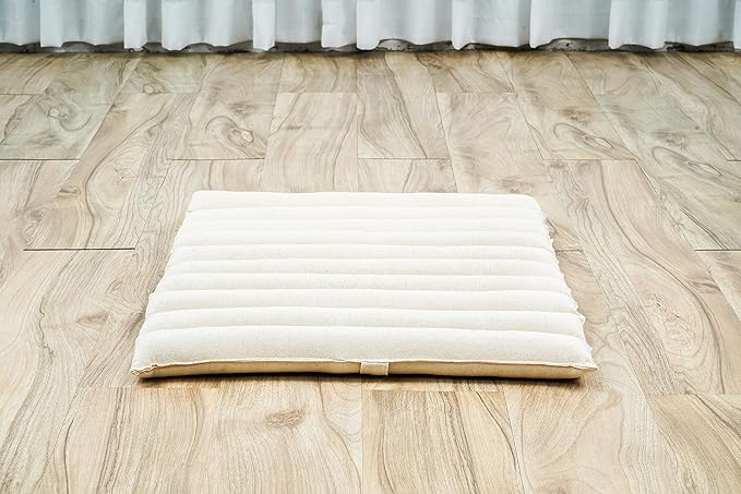 Leewadee Meditation Cushion Set – 1 Small Zafu Yoga Pillow and 1 Small Roll-Up Zabuton Mat Filled with Kapok