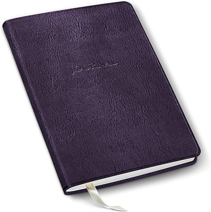 Gallery Leather Journal Notebook - 192 Pages, Softcover, For Men and Women, For Writing, Work & Travel, Handcrafted - Freeport Metallic Purple - 8 x 5.5, Desk Lined