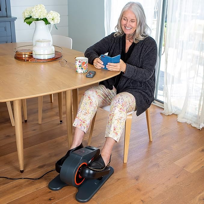 SITFIT, Sit Down and Cycle! Powered Foot Pedal Exerciser for Seniors, Under Desk Elliptical Exercise Bike, Leg Exerciser While Sitting. Peddler Exerciser Mini Bike, Portable Rehabilitation Equipment.