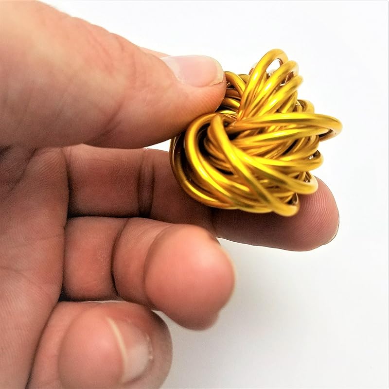 Möbii Fidget Ball (Solid Color): Quiet Mobius ADHD Anxiety Stim Stress Relief Toy Tool for Home Travel Office or Desk (Medium, Full, Gold)