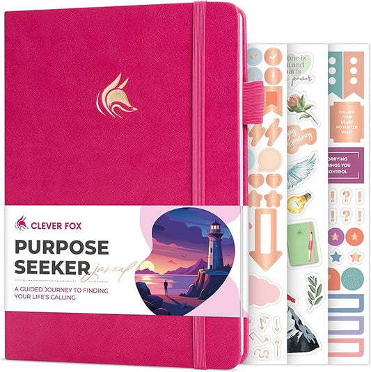 Clever Fox Purpose Seeker Journal – Guided Manifestation & Life Reflection Planner for Daily Self-Exploration, Goal-Setting & Gratitude (Fuchsia)